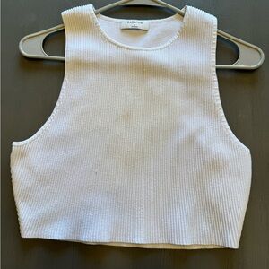 Aritzia Babaton Ivory Ribbed Crop Top